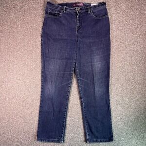 Gloria Vanderbilt Amanda Jeans Womens Sz 10P Blue Faded Dark Wash Stretch34x28.5